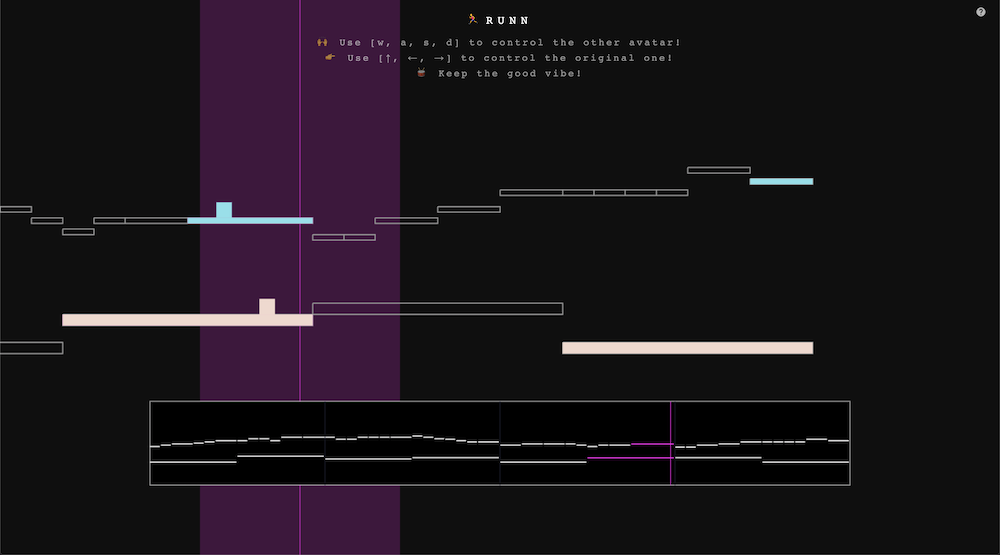 Runner crossing a level shaped by an AI-generated melody in RUNN
